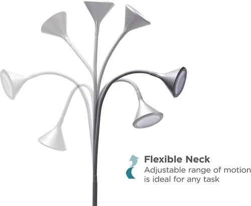 Vista 4 de BLACK+DECKER PureOptics LED - Lámpara de pie minimalista, 58 pulgadas de altura con base pesada, cuello de cisne ajustable, sin parpadeo, ecológica