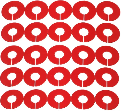 Vista 6 de Divisores de tamaño de estante en blanco redondos de plástico rojo - Paquete múltiple (10)