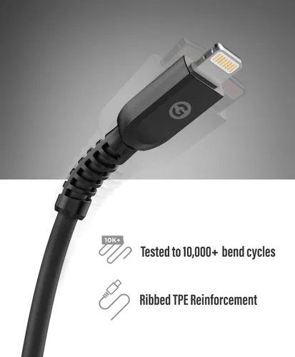 Vista 4 de Galvanox Cargador de iPhone compatible con iPhone 11/12/13 (certificado Apple MFi) Cable USB C a Lightning de 5 pies con adaptador de corriente