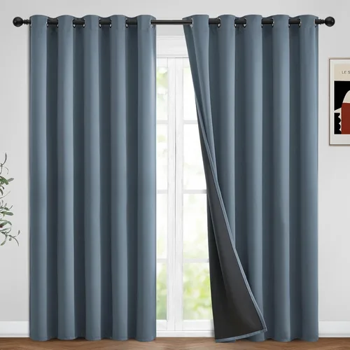 Vista 38 de Yakamok Cortinas negras, cortinas de ventana con aislamiento térmico y eficiencia energética para dormitorio, cortinas opacas completas y cortinas