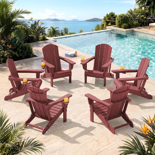 Vista 20 de SERWALL Silla Adirondack plegable ajustable, silla Adirondack reclinable con 3 posiciones reclinables, HDPE para todo tipo de clima, Adirondack
