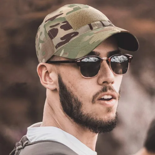 Vista 6 de Gorra táctica militar con parches ajustables de bandera de operador, sombreros del ejército para hombres gorra de béisbol