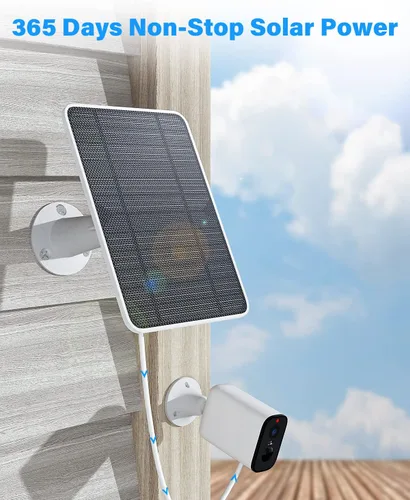 Vista 2 de Panel solar de carga mejorado compatible con Arlo Pro 4, Pro 3, Ultra 2, panel solar de 4 W con cable de carga de 9.8 pies, impermeable IP65
