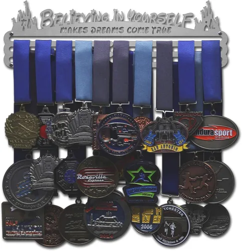 Vista 7 de Allied Medal Hangers - Creer en ti mismo hace que los sueños se hagan realidad - Múltiples opciones de tamaño disponibles - Soporte para medallas