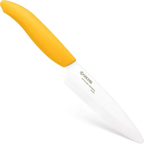 Vista 6 de Kyocera Revolution Cuchillo de cerámica utilitario de 4-1/2 pulgadas, mango naranja, hoja blanca