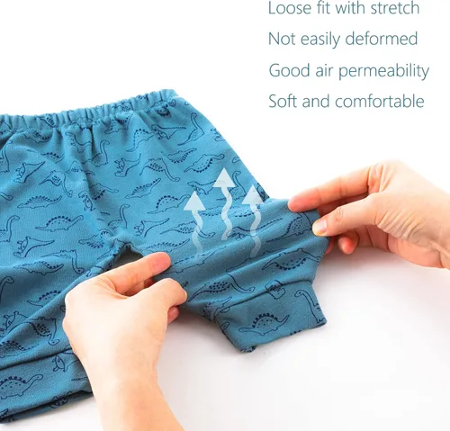 Vista 3 de Hakochia Pantalones para bebé para niños y niñas 100% algodón, suaves, cómodos, con amplio espacio para pañales, 0-36 meses
