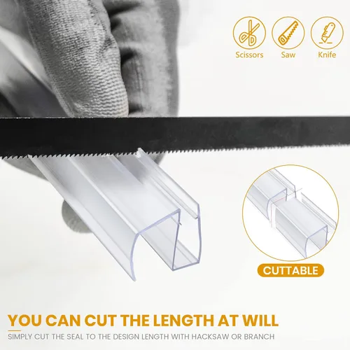 Vista 7 de Tira de sellado inferior de puerta de vidrio para ducha de baño, 2 piezas de 36 pulgadas de largo, tiras de sellado de PVC transparente para panel