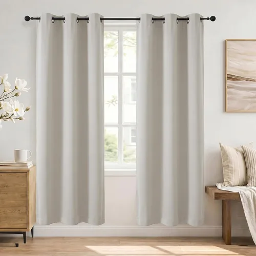 Vista 80 de Simplebrand Cortinas blancas puras de 96 pulgadas de largo para oscurecer la habitación, juego de 2 paneles para dormitorio/sala de estar, bloqueo
