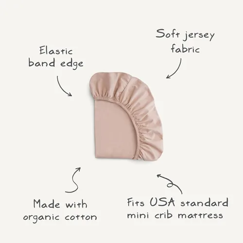 Vista 8 de mushie Sábana pequeña elástica y suave para cuna, ajustable de 24 x 38 pulgadas (natural)