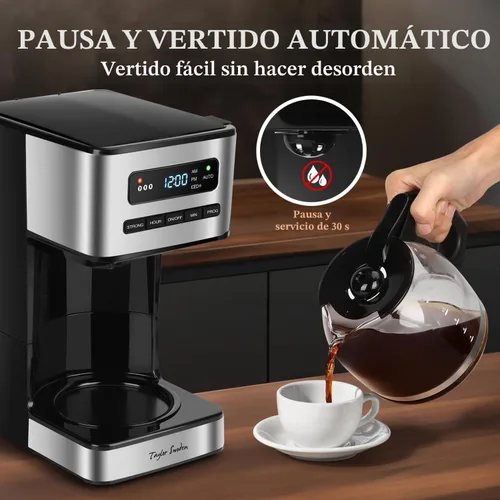 Vista 7 de Taylor Swoden Cafeteras programables de 12 tazas, cafetera para café caliente y café helado, 4 niveles de intensidad de preparación, pantalla LED