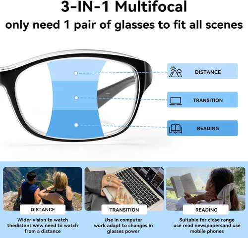 Vista 2 de Dollger Safety Glasses With Progressive Reading Lens and Blue Light Eye Protection Safety Goggles