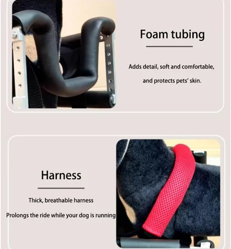 Vista 3 de Silla de ruedas para perros Resistente, ligera y elegante Estante de altura ajustable y tubo de espuma cómodo (XXS)