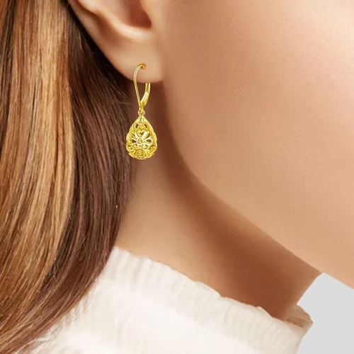Vista 33 de Aretes colgantes de filigrana de plata de ley 925, margarita, loto, flor de rosa, piedra lunar, lágrima para mujer, nudo celta infinito, margarita