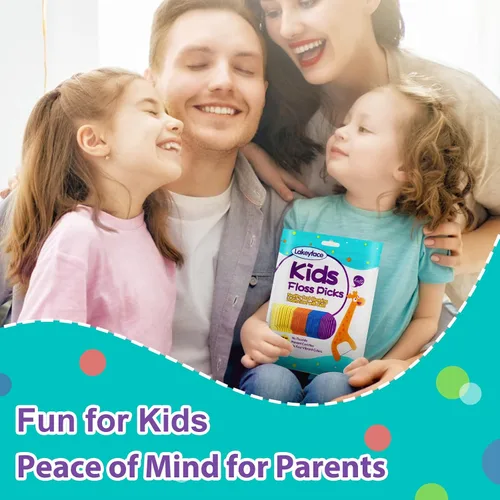 Vista 7 de Lakeyface 300 unidades de hilo dental para niños, lindas púas de hilo dental de jirafa para niños, sin flúor, sin BPA, hilo dental sin sabor, 4