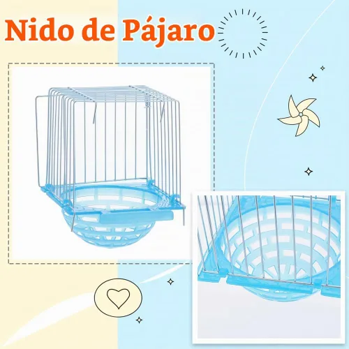 Vista 5 de Paquete de 4 nidos para eclosionar pájaros, jaula canaria, nido de cría de loros, cuenco de refugio de perlas con partición de alambre de púas