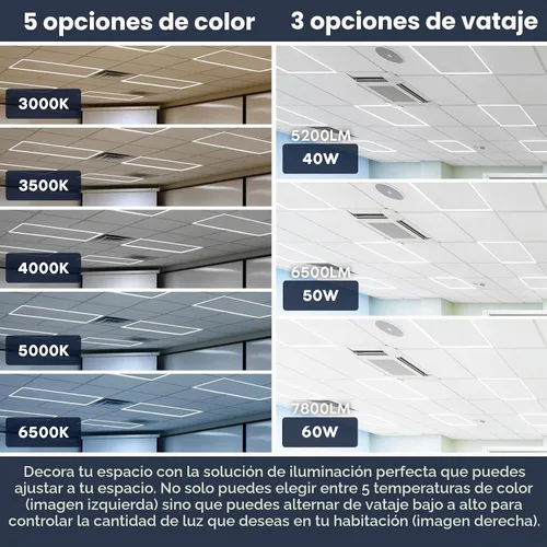 Vista 2 de LUXRITE - Panel de luces LED con marco de borde iluminado de 2 x 4 pies