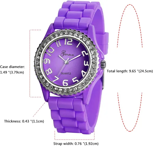 Vista 5 de Avaner Reloj de pulsera analógico de cuarzo para mujer, correa de silicona, reloj de pulsera brillante
