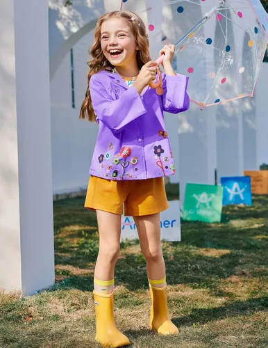Vista 24 de Arshiner Chamarra impermeable con capucha para niña, para bebé y niño