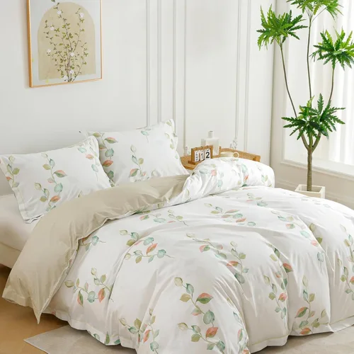 Vista 58 de OAITE - Juego de funda de edredón individual con patrón floral de 600 hilos, ultrasuave, 100% algodón, fibra larga, juego de 3 piezas, transpirable