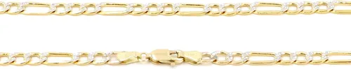Vista 3 de Real 10K dos tonos amarillo y oro blanco hueco Figaro cadena collar 2MM