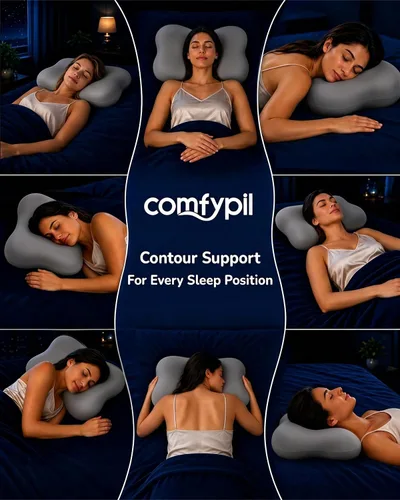 Vista 6 de Almohada cervical para dormir, almohadas de espuma viscoelástica Gris