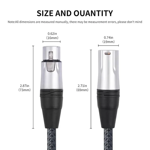 Vista 7 de Cable XLR macho a hembra DMX512 de 1 pie, 5 pines macho a hembra DMX512, DMX-512 XLR de 5 pines macho a hembra, paquete de 2