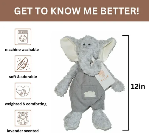 Vista 3 de Ellie Warming Plush - Animal de peluche de aromaterapia lavanda para microondas, calentable y refrigerable