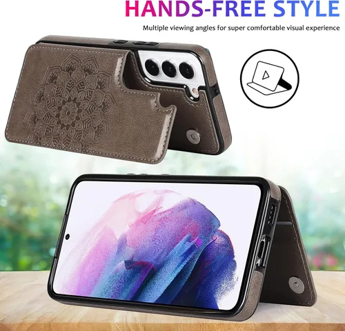 Vista 5 de Asuwish Funda compatible con Samsung Galaxy S22 5G y protector de pantalla de vidrio templado, accesorios para celda, soporte para tarjetas, soporte