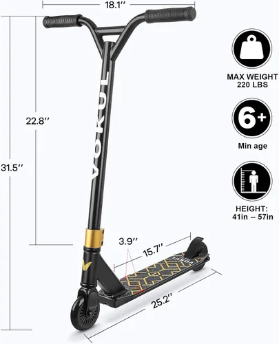 Vista 7 de Vokul S2 Patinete Pro para niños de 6 a 12 años Patinete de acrobacias colorido para principiantes adolescentes Patinete de trucos para BMX