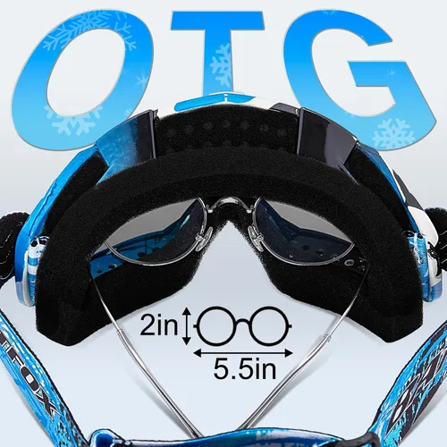 Vista 7 de Gafas de esquí antivaho OTG para adultos y niños, gafas de snowboard con 100% protección UV y ajuste antideslizante para esquí
