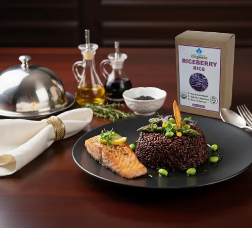 Vista 6 de Arroz orgánico de Riceberry – Arroz de jazmín negro tailandés morado – Frescura de primera calidad – Cosecha pequeña directamente de nuestra granja