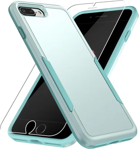 Vista 11 de Funda para iPhone 7/8 Plus, con protector de pantalla HD, [probada contra caídas de grado militar], resistente, resistente, a prueba de golpes, Negro