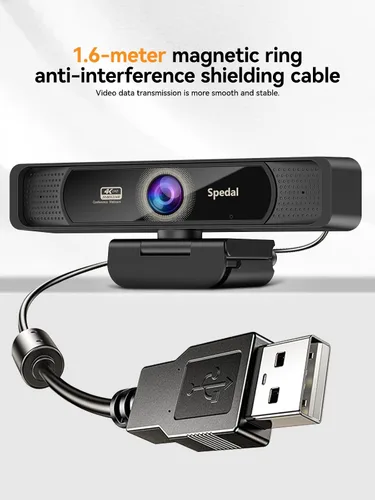 Vista 15 de Spedal Cámara web 4K con trípode, cámara web USB gran angular de 120°