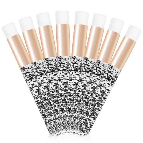 Vista 10 de 30 cepillos de champú para extensiones de pestañas de cristal con purpurina con contenedor, herramienta removedor de cepillos para puntos negros