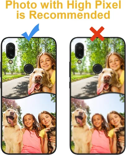 Vista 5 de Funda personalizada para teléfono Redmi Note 7 de 6.3 pulgadas, funda personalizada con múltiples imágenes, funda suave con nombre, regalo de Negro