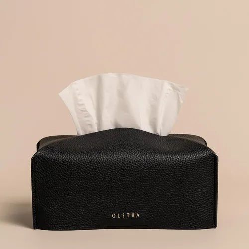 Vista 5 de OLETHA Funda para Caja de Pañuelos Rectangular Estética, Portador de Pañuelos de Caja Plana Mediana Rectangular, Negro