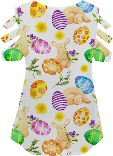 Vista 2 de Womens Easter T-Shirt, Womens Easter Bunny Tshirt Short Sleeve Tops Blouse Cute Graphic Tee Shirts Spring Clothes 2024
