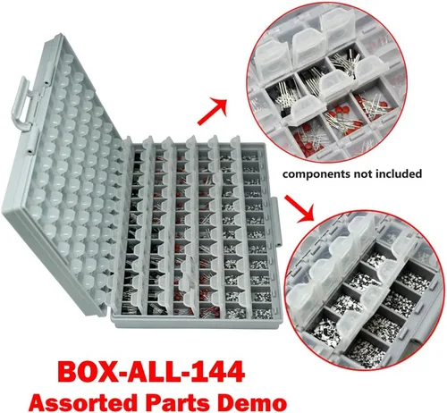 Vista 5 de AideTek BOX-ALL Cajas vacías 144 compartimentos con tapas para SMD SMT Resistor Capacitor Organizador