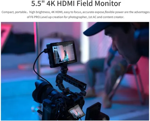 Vista 7 de FEELWORLD Batería F6 Pro +NP-F970, cargador, kit de estuche de almacenamiento, pantalla táctil HDMI 4K de 5.5 pulgadas Monitor en cámara 1600nits