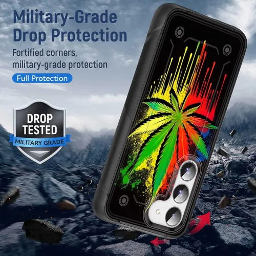 Vista 3 de Funda para Galaxy S23, resistente de doble capa de policarbonato duro y silicona suave, resistente a prueba de golpes, funda protectora para Samsung