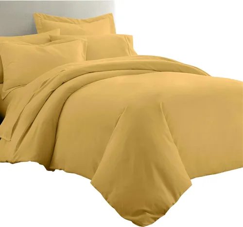 Vista 13 de Royal Tradition Juego de ropa de cama de viscosa de bambú sólido de 7 piezas, funda de edredón y fundas de almohada con sábanas, color beige