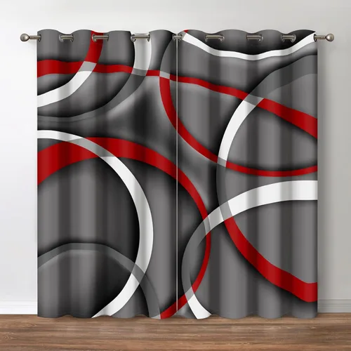 Vista 11 de Jekeno Cortinas blancas y negras para ventana, diseño moderno de ladrillo abstracto en 3D, cubos futuristas, geométricos, cuadros, bolsillo