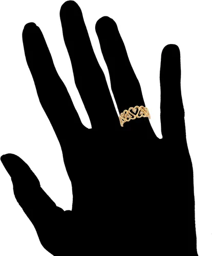 Vista 3 de Jewelry Liquidation Anillo de oro amarillo de 10 quilates con diamantes blancos de corte redondo y diseño de corazón abierto