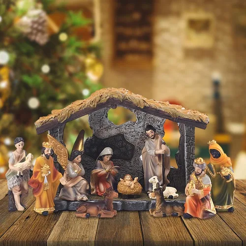 Vista 6 de Juego de Belén con Figuras, Juego del Nacimiento de Jesús, Juegos de Belén y Figuras, Pesebre, Nacimiento Santo, Familia Sagrada, Estatuas