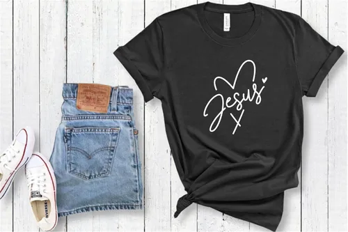 Vista 2 de SEC Apparel Jesús Corazón Cristiano Hierro En Parches Adhesivos Transferencia Apliques Letras para Camisetas Tela Ropa
