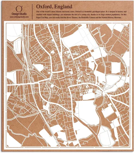 Vista 133 de O3 Design Studio Aberdeen - Mapa de papel cortado en papel blanco de 12 x 12 pulgadas