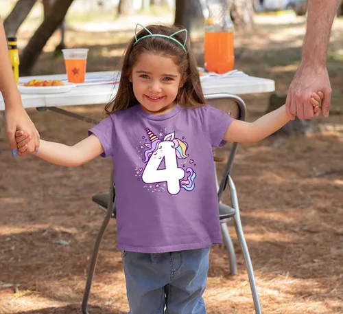 Vista 13 de Camisetas de unicornio para 4º cumpleaños para niñas pequeñas, camiseta de 4 años y cuarto