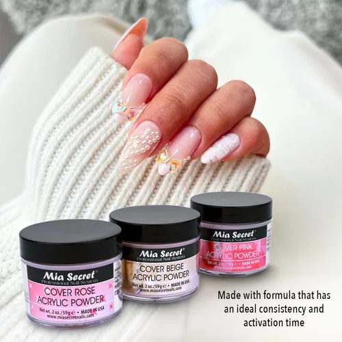 Vista 3 de Mia Secret Polvo Acrílico de Cobertura Juego de 3 Piezas - Rosa/Beige/Rose 1 oz