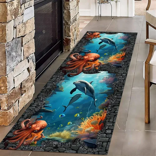 Vista 22 de Alfombra de pasillo de arco iris, 1.3 x 7 pies, alfombra de pasillo de abstracción interior, alfombra de pasillo para sala de estar para pasarela 10