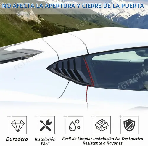 Vista 4 de Cubierta de persiana lateral trasera compatible con Chevrolet Corvette C8 2020-2025, cubierta de ribete de persianas de ventana trasera, accesorios